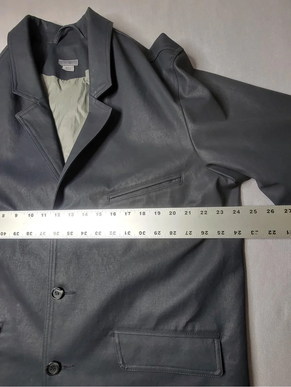 Men's Slate Gray Leather Blazer - Tailored Three-Button Sport Coat